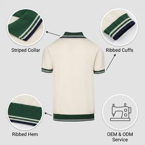Polo de punto para <span class=keywords><strong>hombre</strong></span> con <span class=keywords><strong>cuello</strong></span> a rayas, manga corta, bloques de color, puños acanalados, estilo golf, informal de negocios, OEM al por mayor - Product Image 4