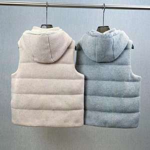 Veste décontractée à capuche pour femme, collection automne-hiver, gilet ample en cachemire tricoté à sequins, vêtement d'extérieur rembourré en duvet d'oie, fermeture éclair coupe-vent - Product Image 3