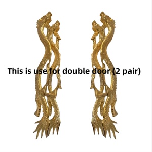Poignée de tirage en cuivre, aluminium et argent, motif dragon doré, design chinois oriental, pour portes et fenêtres en bois ou en verre d'hôtel - Product Image 3