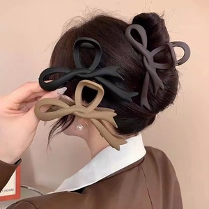 กิ๊บหนีบผมรูปโบว์ขนาดใหญ่12ซม. ดีไซน์ใหม่ทำจากอะคริลิคสำหรับผู้หญิงรูปทรงโบว์ฝรั่งเศสสีน้ำตาลเข้มอุปกรณ์ตกแต่งผม - Product Image 4