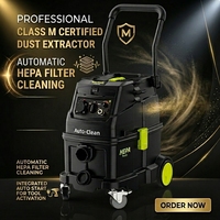 Extracteur de poussière de classe M pour la construction avec nettoyage HEPA automatique et voyant lumineux d'indication de poussière, aspirateur 40L avec raccordement pour outils pneumatiques
