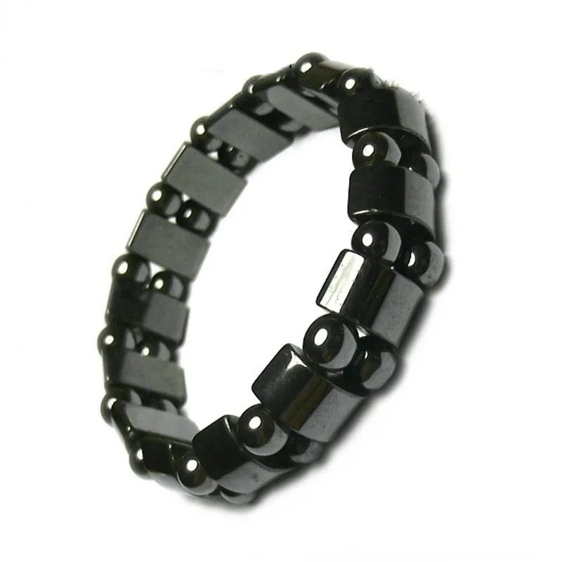 Bracelet perlé élastique d'énergie hématite classique pour hommes femmes perles magnétiques minceur Bracelets de soins de santé bijoux