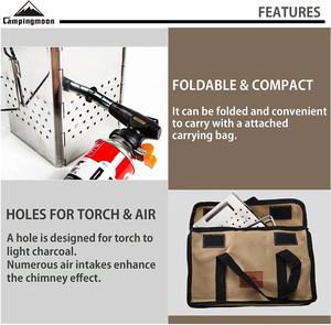 ハイキング折りたたみ式チャコールストーブバーナーグリルステンレス鋼キューブ形状ポータブル屋外ホームキャンプ薪ストーブ - Product Image 3