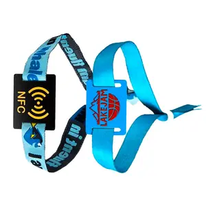 Promotional Design Customized RFID Festival Fabric Wrist Band Full Colors Printed Event Fabric RFID Wristbands With Plastic Lock
