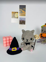 Nouvelles poupées amigurumi au crochet faites à la main, personnalisées, en gros, sur le thème de chat fantôme d'Halloween, pour le soutien émotionnel, et ornements
