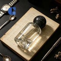 Vente en gros de flacons de parfum en verre vides de 30 ml, 50 ml, 100 ml, à base épaisse, avec fond en forme de montagne, transparents, flacons de parfum de luxe