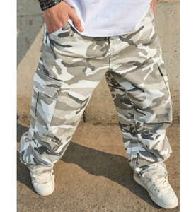 Men's <strong>Camouflage</strong> Work <strong>Pants</strong> - Light Grey <strong>Camouflage</strong> Print, Loose Wide Leg Version, Combining Leisure and Street Fashion Trends - Product Image 5