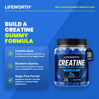 LIFEWORTH OEM Marque Privée Gommes de Créatine Monohydrate Formule Personnalisée Sans Sucre Saveur Myrtille