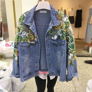 Spring and Autumn New Heavy Industry Diamond studded Nail Bead Colorful <strong>Glitter</strong> Loose Cowboy <strong>Jacket</strong> Ethnic Style <strong>Jacket</strong> - Product Image 4