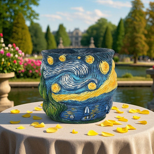 Serie inspirada en <span class=keywords><strong>Van</strong></span> <span class=keywords><strong>Gogh</strong></span>, diseño moderno, estrella, Galaxia, maceta de resina, contenedor de plantación de escritorio esmaltado para el jardín del hogar - Product Image 6