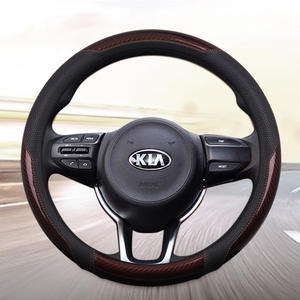 Fabricante Universal 38 cm 15 "Nuevo elegante al por mayor de cuero genuino antideslizante cubierta del <span class=keywords><strong>volante</strong></span> del coche se adapta a todos los coches y SUV - Product Image 1