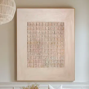 Hôtel oeuvre décorative mur affiche fournitures Beige 3D Texture peinture Wabi Sabi Original Art peinture mur toile peinture à l'huile - Product Image 1