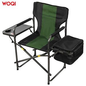 เก้าอี้พับได้ Woqi สำหรับใช้งานกลางแจ้ง พร้อมโต๊ะข้างและกระเป๋าเก็บความเย็น เก้าอี้พกพาสำหรับตั้งแคมป์ สีเขียวเข้ม ผ้า Oxford - Product Image 1