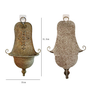 Maceta de Pared Redonda de Hierro Vintage Gris, Decoración de Jardín para Exteriores - Product Image 5