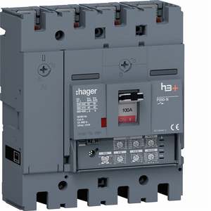 HNT101JR ปรับแต่งได้ด้วยชุดเบรกเกอร์แบบหล่อขึ้นรูป Hagers รุ่น h3+ P250 LSI 4P 40kA 100A ปรับค่าได้ พร้อมระบบ Neutral - Product Image 1