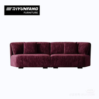 Envoltura de tela Borgoña duradera alrededor de sofá de ocio estilo de esquina muebles de sala de estar para villas tapizado forma cuadrada