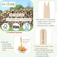 Fourchettes à frites en bois personnalisées avec logo imprimé, 5,5 pouces, jetables, pour fruits et collations, fournitures pour restaurants