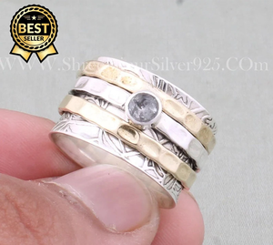 Pequeña pluma Vintage diseñador tallado banda martillada 925 plata esterlina Vintage Boho meditación preocupación anillo Unisex boda fiesta - Product Image 1