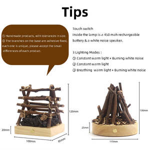 Lampe <span class=keywords><strong>de</strong></span> chevet à LED en bois avec base tactile à intensité variable, lampe <span class=keywords><strong>de</strong></span> nuit en pierre, lampe à <span class=keywords><strong>bougie</strong></span> chaude avec câble USB - Product Image 4