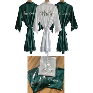 تخصيص شخصي وصيفة العروس لحفل الزفاف مع الدانتيل الحرير الساتان كيمونو أرواب الصباح - Product Image 1