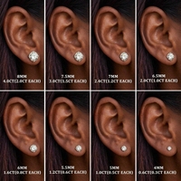 Boucles d'oreilles clous Kirin Moissanite plaqué rhodium, en argent 925, hypoallergéniques, délicates, à dos plat, unisexe, couleur D, vente en gros, OEM