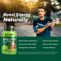 Multivitamines complètes pour hommes, marque privée OEM, 120 capsules végétariennes, 24 superaliments, végétalien, sans gluten, sans OGM, approvisionnement en vrac