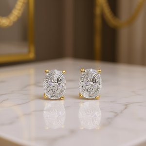 Boucles d'oreilles All Fu Diamond, taille ovale, or massif 18 carats, bijoux classiques pour femmes, à porter tous les jours, couleur G, diamants naturels - Product Image 2