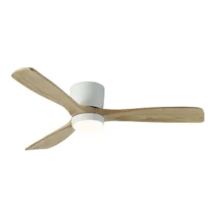42''/48''/52''Modern simple restaurant wood blade with fan light remote control LED ceiling light
