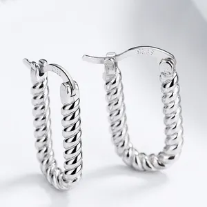 2024 Stylish 925 sterling silver twisted hoop clip earrings for women jewelry present