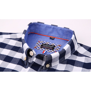 En gros bouton vers le bas des chemises hommes coton slim fit hommes casual plaid robe chemise - Product Image 2