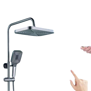 Robinet de douche pluie à 4 fonctions au design moderne Finition chromée Température de l'eau réglable avec pommeau de douche pluie douce - Product Image 4