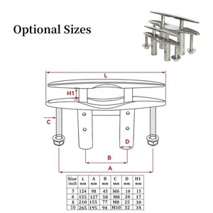 Taquet de <span class=keywords><strong>levage</strong></span> à montage encastré en acier inoxydable 316 poli miroir pour bateau marin de 6" - Product Image 5
