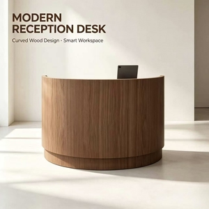 Arc-shaped small bar counter clothing store, antique wood-patterned front desk reception counter, small restaurant cash register - Product Image 2