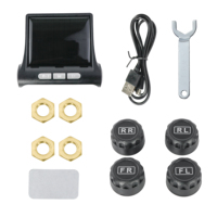 Système de surveillance de la pression des pneus (TPMS) pour voiture, charge solaire, 3.7-5V, affichage numérique HD sur écran LCD, alarmes automatiques, capteurs externes sans fil