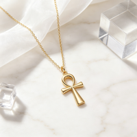 Collar Minimalista con Cruz Ankh Egipcia en Oro, Cadena Delicada de Acero Inoxidable, Joyería Versátil para Mujer, Uso Diario y Fiestas, Personalizable