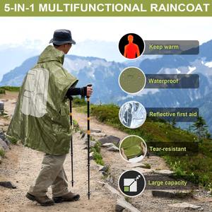 <span class=keywords><strong>Poncho</strong></span> de <span class=keywords><strong>pluie</strong></span> imperméable orange à capuche réfléchissant pour les sports de plein air - Randonnée, vélo, cyclisme, plastique épais - Product Image 5