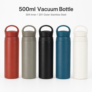 Bouteille isotherme personnalisée avec logo, 500 ml, avec poignée de transport, couvercle, en acier inoxydable 304, pour les sports de plein air, les voyages, les cadeaux, en gros - Product Image 1