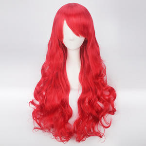 Compre la Peluca Roja Rizada Larga de 80 cm HLC ODM, Peluca de Cabello Sintético para Disfraz de Halloween, <span class=keywords><strong>Cosplay</strong></span> de la Sirenita, <span class=keywords><strong>Anime</strong></span>, Lolita, para Decoración de Fiestas - Product Image 3