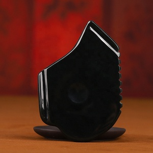 Nuovo disegno Naturale Nero Bian <span class=keywords><strong>pietra</strong></span> di <span class=keywords><strong>giada</strong></span> gua sha pollice rientro del fronte del massager guasha raschiare strumento jade gua sha per faccia - Product Image 1