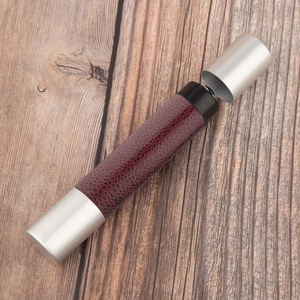 高级レッドブラウンレザーメタルボールペンレザー円筒形ペンケースプレミアムハイエンド署名ペンギフトセット - Product Image 5