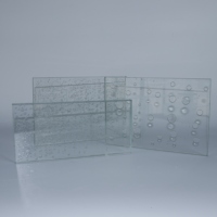 Panel de Vidrio Decorativo Transparente con Patrón de Burbujas Integrado, Vidrio Artístico para Puertas, Ventanas, Divisiones y Decoración del Hogar