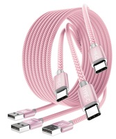 Kabel Data nilon kepang warna-warni, kabel Data tipe-c USB Aloi Aluminium 1m 2 m 3m dengan pengisian daya Cepat 3A untuk iphone