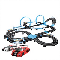 Circuit de course de voitures à l'échelle 1:20 avec deux contrôleurs de jeu haute vitesse, alimenté électriquement, en plastique, avec batterie au lithium