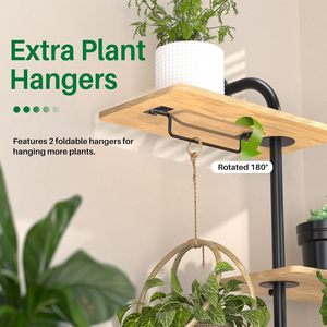 Macetero Giratorio <span class=keywords><strong>de</strong></span> Madera <span class=keywords><strong>de</strong></span> 3 Niveles, Estante Colgante para Plantas <span class=keywords><strong>de</strong></span> Madera, Soporte <span class=keywords><strong>de</strong></span> <span class=keywords><strong>Pared</strong></span> para Plantas con Marco <span class=keywords><strong>de</strong></span> Metal, Estante para Plantas <span class=keywords><strong>de</strong></span> Ventana y Techo - Product Image 3
