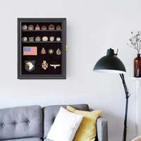 Boîte de présentation militaire en bois avec fenêtre pour pièces de collection, médailles, badges, rubans et insignes