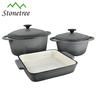 Ensemble de casseroles et poêles en fonte émaillée personnalisables pour la cuisine, idéal pour la cuisson des soupes et des bouillons