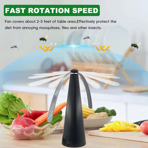 Ventilador Repelente de Mosquitos Recargable 360 al por Mayor °   Ventilador Giratorio Tipo Abanico para Protección de Alimentos, Ahuyentador de Plagas, Ventilador de Mesa - Product Image 3