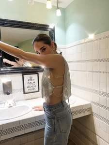 Top corto <span class=keywords><strong>de</strong></span> fiesta <span class=keywords><strong>con</strong></span> espalda descubierta y diamantes <span class=keywords><strong>de</strong></span> imitación para mujer, Camiseta <span class=keywords><strong>de</strong></span> cuello alto <span class=keywords><strong>con</strong></span> purpurina, camiseta sin mangas <span class=keywords><strong>con</strong></span> diamantes y cadena <span class=keywords><strong>de</strong></span> Metal ajustable para verano - Product Image 6