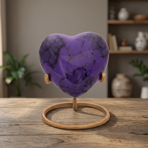 Urna Conmemorativa Purple Heart, Soporte para Cenizas, Exhibición de Metal Grabado para Adultos, Artesanía India, Cremación - Product Image 3