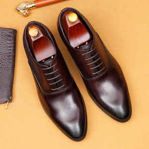 Zapatos Masculinos de Suela Gruesa con Acabado Liso, Zapatos de Cuero Vacuno Casuales y Formales, Zapatos de Boda de Cuero Genuino para Hombre - Product Image 5